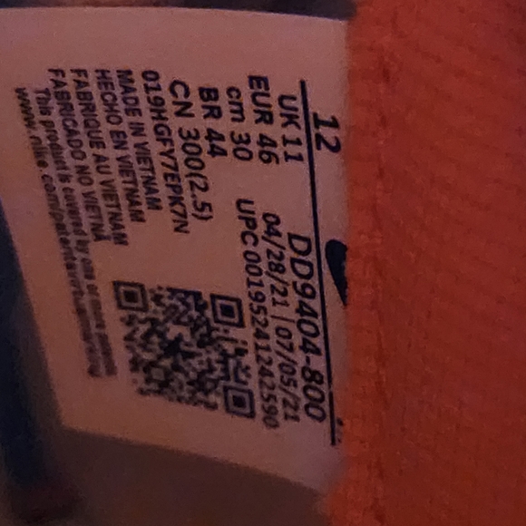 Size 12 -Mens Nike Dunk 1985 High Orange Acid Wash 13.5 Womens main image 6